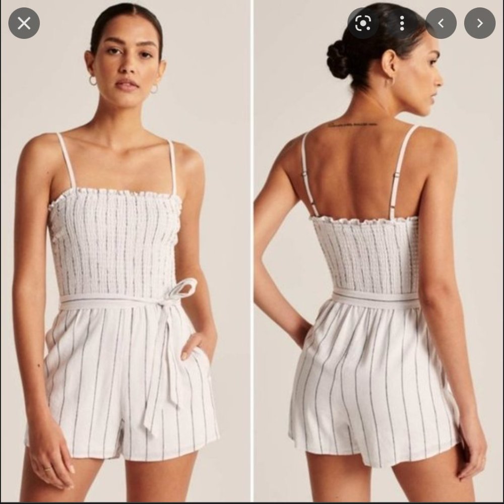 Abercrombie Strapless Linen-Blend Romper